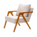 Ver imagem 4 de Kit 2 Poltronas Decorativa Mona Luxo Linho Cru Base Madeira Maciça