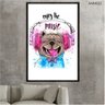 Quadro Decorativo - Cachorro Curtindo Musica Pintura Anm022 Tela Canvas - 80x60cm - 1