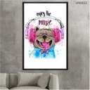 Ver imagem 1 de Quadro Decorativo - Cachorro Curtindo Musica Pintura Anm022 Tela Canvas - 80x60cm