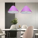Ver imagem 3 de Lustre Pendente Cone Vivare Md-4078 Cúpula em Tecido 25/40x15cm - Bivolt Lilás 127/220v