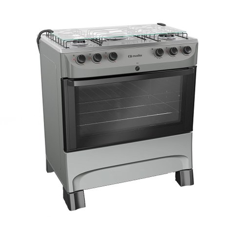 Fogão Mueller 5 Bocas MFI5BB Automático Mesa de Inox Forno 81,6 Litros