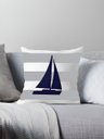 Ver imagem 2 de Capa Almofada Barco À Vela Azul Marítima Decorativo 50x50cm