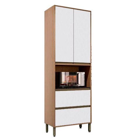 Paneleiro Duplo Torre Quente 2 Portas 2 Gavetas 70x58,5 cm Vitória Móveis Rimo Carvalho/Branco Polar