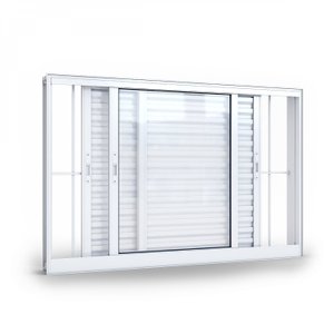 Janela de Alumínio Veneziana 100x150cm 3 Folhas com Grade Lucasa Alumínios 
