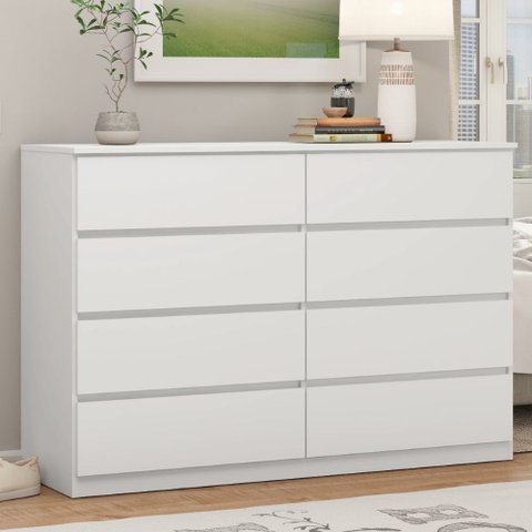 Cômoda Sapateira Sintra 8 Gavetas Branco Brilho Demóbile