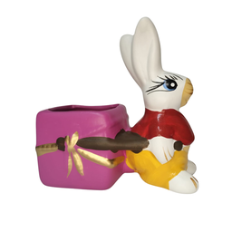 Coelho Puxando em Cerâmica:rosa Claro - 3