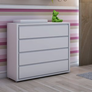 Cômoda Infantil 4 Gavetas 91,2cm Sol e Mar Divicar
