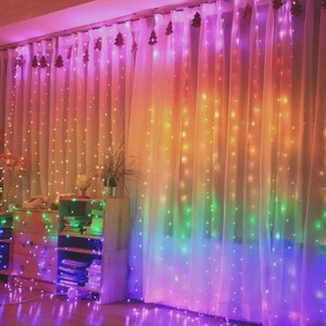 Cortina Natal Coloridos 120 Lâmpadas Enfeite Led Festa Luz Sala Iluminação Natalina Decoração Lumina