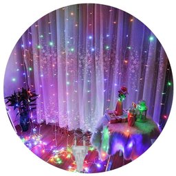 Cortina Natal Coloridos 120 Lâmpadas Enfeite Led Festa Luz Sala Iluminação Natalina Decoração Lumina - 6