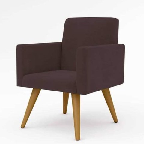 Poltrona Decorativa Cor Marrom Feita no Tecido Suede Recepcão,escritório,recepção