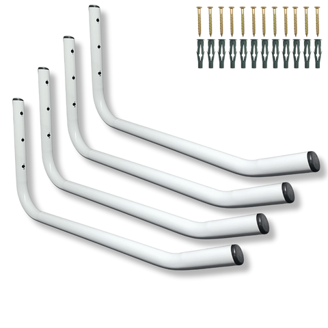 Quatro Suportes Gancho Organização Externa de Parede Cadeira Escada Bike Aço Resistente Branco