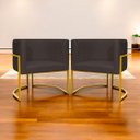 Ver imagem 2 de Kit 2 Poltronas Cadeira para Sala de Luna Suede Cores Base Dourada