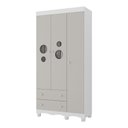 Ver imagem 2 de Guarda-roupa Infantil 92cm com Vidro 3 Portas e 2 Gavetas Suspiro Multimóveis Mp4457 Branco/off