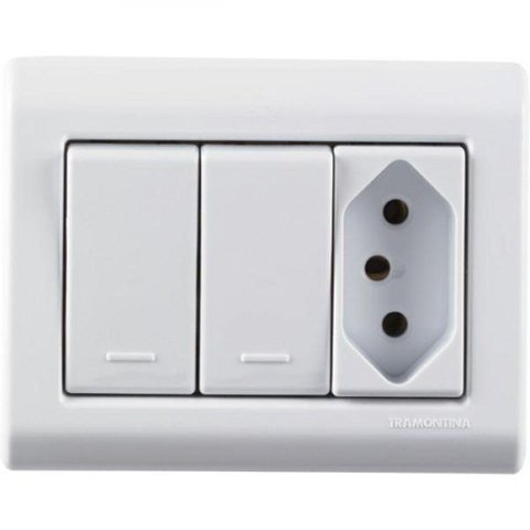 Caixa de Sobrepor 2 Interr 10A 250V e 1 Tomada 2p+t 10A 250V