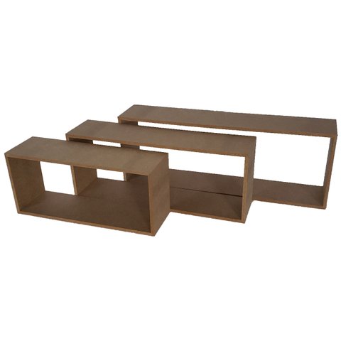 Kit 3 Nichos Retangulares - 60x22, 50x20, 40x18 X 120:cru