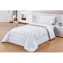 Kit Edredom Solteiro 4 Peças Pérola Branco/branco - 1