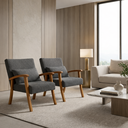 Ver imagem 1 de Kit 2 Poltrona Jade Boucle Almofada Estofada Sala de Estar Moderna Decorativa:chumbo
