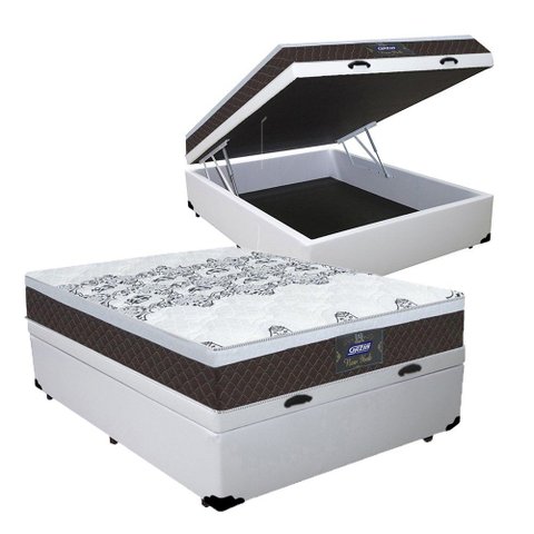 Cama Box Bau Casal + Colchao New York (138x188x61) - Gazin