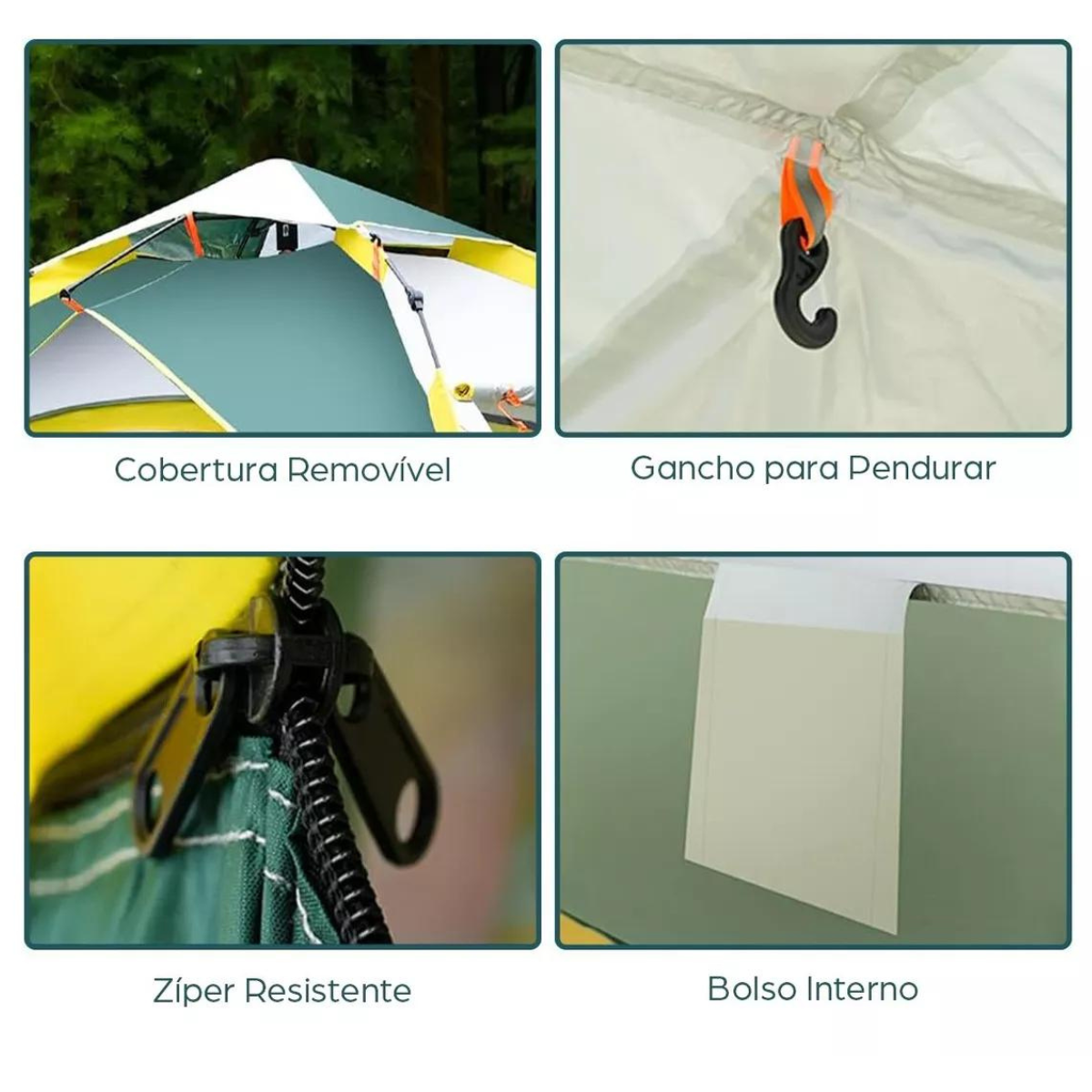 Barraca de Camping 4 Pessoas Deend Impermeável com Bolsa - 10