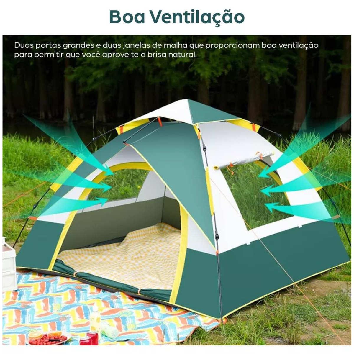 Barraca de Camping 4 Pessoas Deend Impermeável com Bolsa - 5