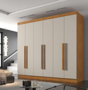 Ver imagem 1 de Guarda Roupa Casal 6 Portas 6 Gavetas 240cm Olimpia Cinamomo/Off White - Valverde