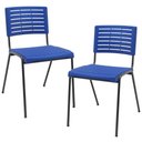 Ver imagem 1 de Kit 02 Cadeiras Empilhável Fixa Escritório Multiuso Base Preta Kimi P03 Azul - Lyam Decor