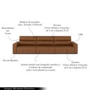 Ver imagem 4 de Sofá Retrátil 5 Lugares 374cm 3 Módulos Nero Usb Couro Caramelo Manchado G52 - Gran Belo