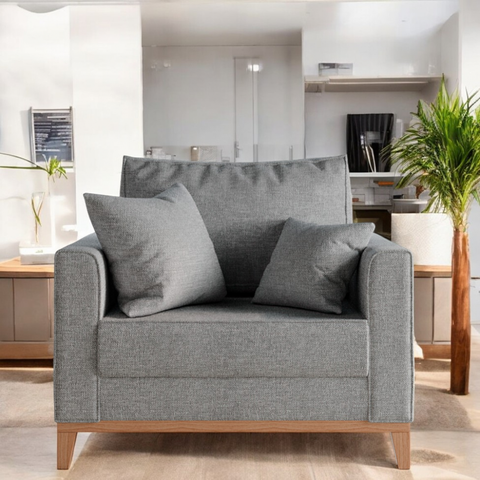 Poltrona Ely Linho Premium Cinza