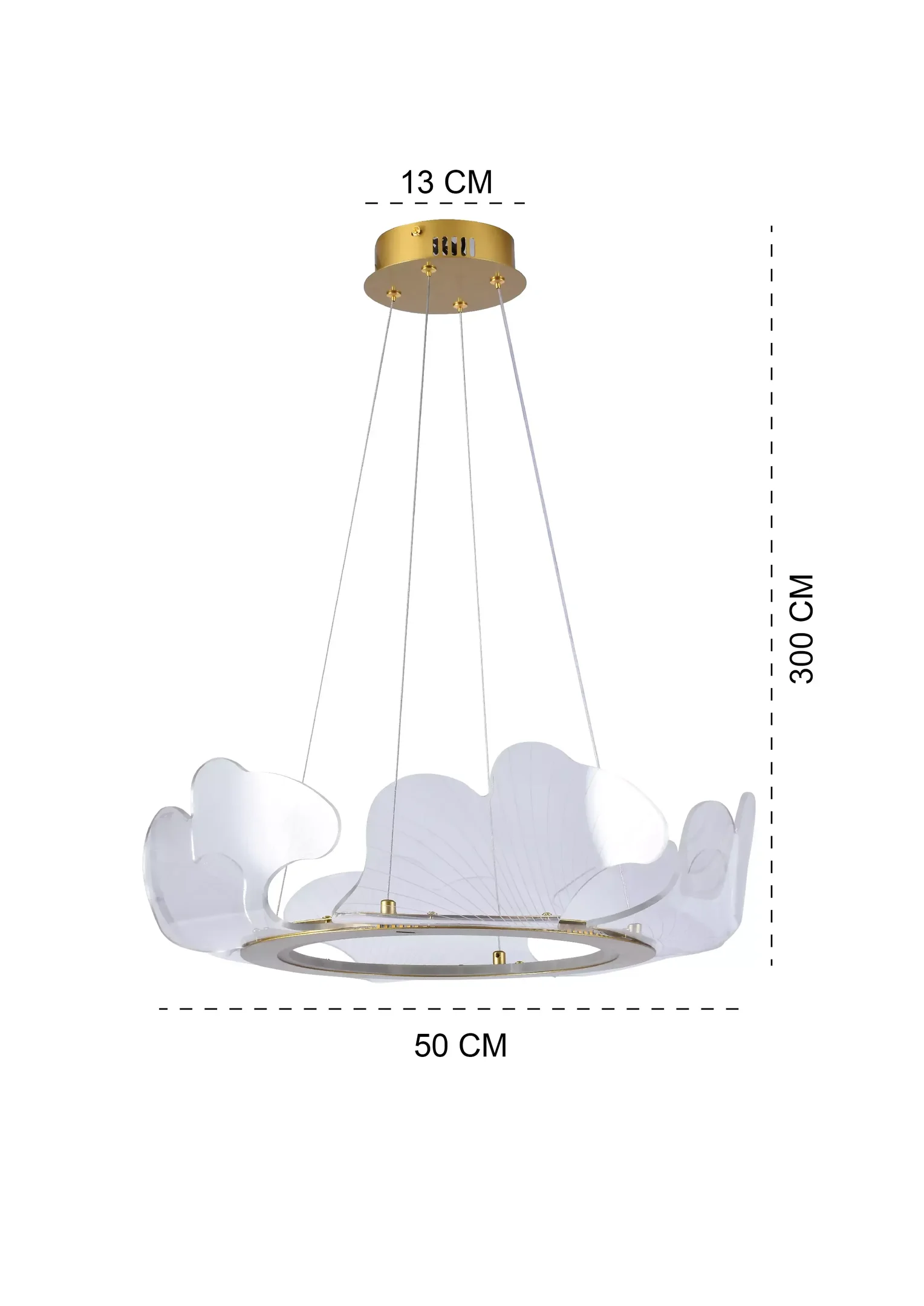 Ver imagem 4 de Pendente 50cm e Cabo 3mt Metal Branco com Acrílico Cristal Led Integrado 3000k Bivolt Tupiara