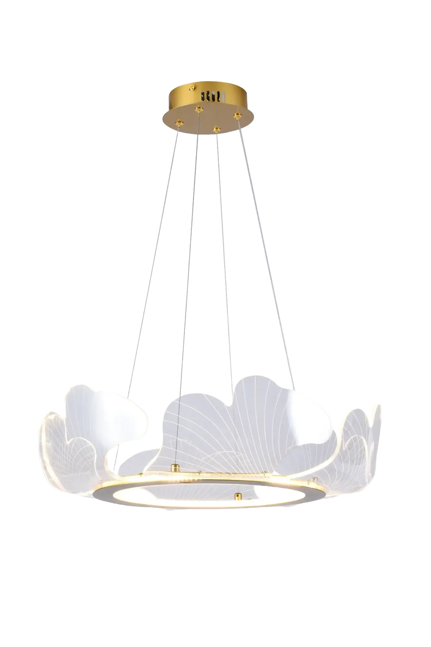 Pendente 50cm e Cabo 3mt Metal Branco com Acrílico Cristal Led Integrado 3000k Bivolt Tupiara