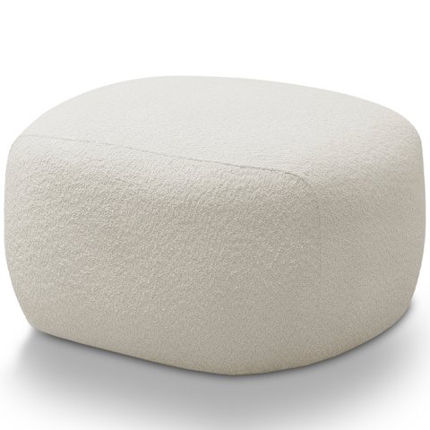 Puff Decorativo Orgânico para Sala de Estar Living Barolo L06 Bouclê Branco - Lyam Decor