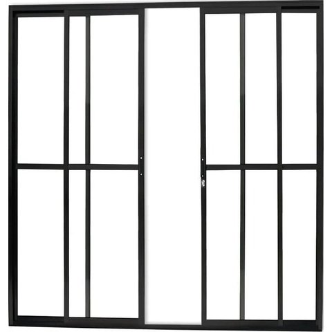 Porta de Aluminio Sacada 4 Folhas com Fechadura Linha Premium:2,10 X 1,80/preto