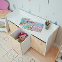 Ver imagem 7 de Escrivaninha Organizadora g com 3 Baús Organizadores Kit Livro Educativo em Madeira