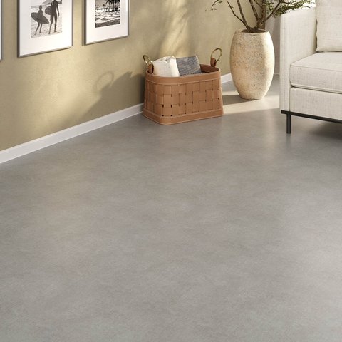 Piso Vinílico em Manta Liso Fosco Antiderrapante Pvc, 0,70mm 48m² Cimento Rústico