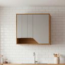 Ver imagem 1 de Armário Aéreo 80cm 2 Portas Celeste Marrom/Cinamomo/Off White