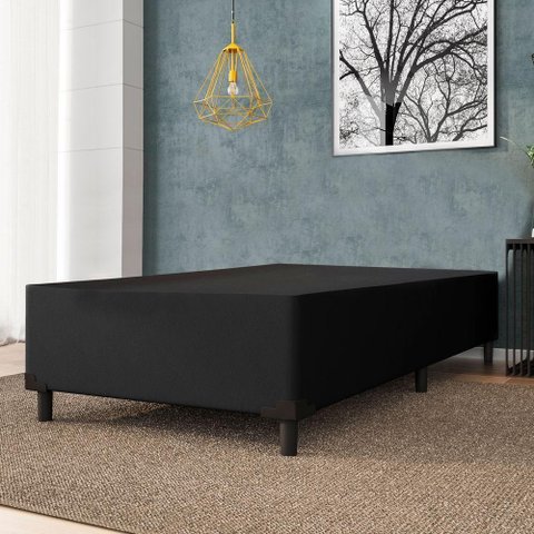 Cama Box Solteiro 0,88m e 38cm de Altura Prince Preto Preto