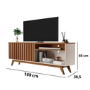 Ver imagem 5 de Rack para TV até 60 Polegadas com Detalhe Ripado Buriti 1,60 m - Off White/Freijó