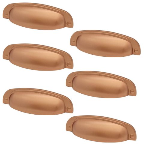 Conjunto 6 Puxadores 2773 Quebec Concha Cobre para Móveis Armários Gavetas Torralba