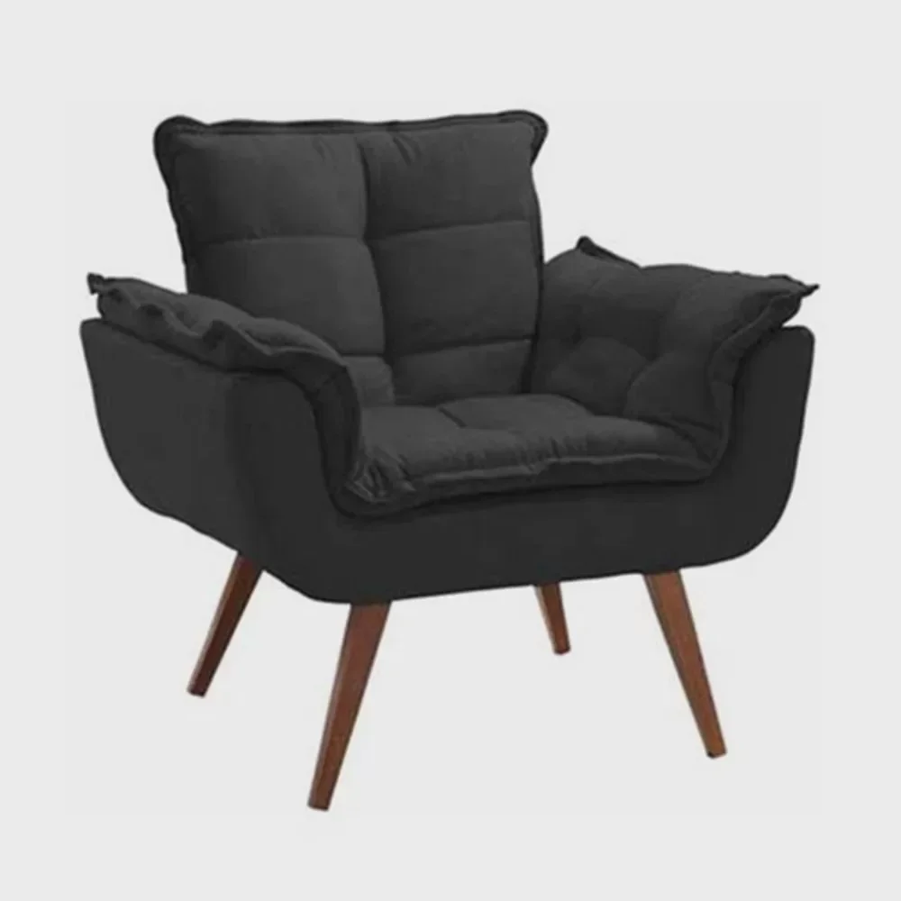 Poltrona Decorativa Opalla Sala de Estar Consultório Clinica Suede Preto -decor Elity