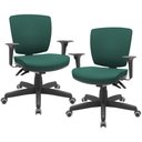 Ver imagem 1 de Kit 02 Cadeiras Escritório Executiva Office Giratória Preto Baixa Flexi P03 Poliéster Verde - Lyam L