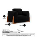 Ver imagem 4 de Kit Poltrona e Sofá Bloom 180cm 02 Lugares com Pés de Madeira Bouclê Preto - Desk Design