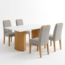 Ver imagem 2 de Conjunto Sala de Jantar 4 Lugares Isla e Lyra MDF Cinamomo Off White e Cinza