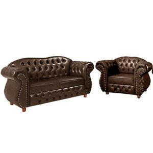 Uma Namoradeira Chesterfield Merlo + Uma poltrona - Corano Marrom/ decoração, recepção, sala tv e