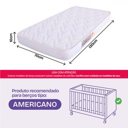 Colchão para Berço Americano D18 Hipoalergênico 130x70x10cm - Bf Colchões - 2