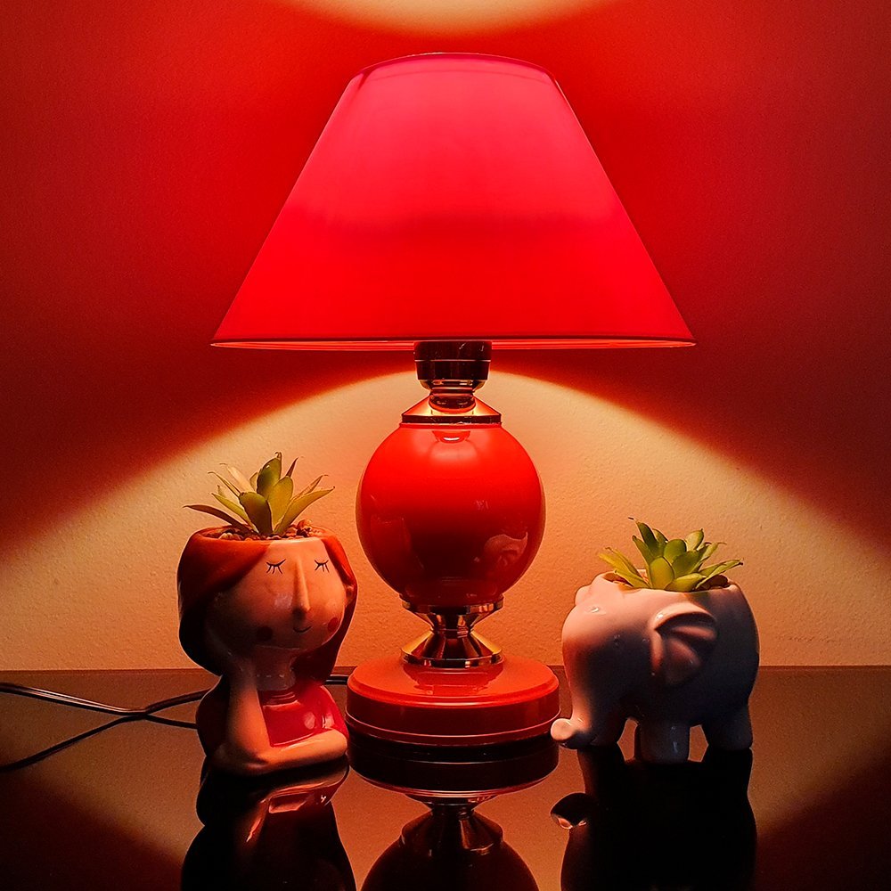 Abajur Moderno Decoração Quarto Sala Luminária Lamp Red Vermelho - 4