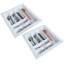 Ver imagem 3 de Kit 02 Organizador Divisor de Talheres para Gaveta M04 Bandeja 45,6x49,1 Cm Separador Branco - Inovi