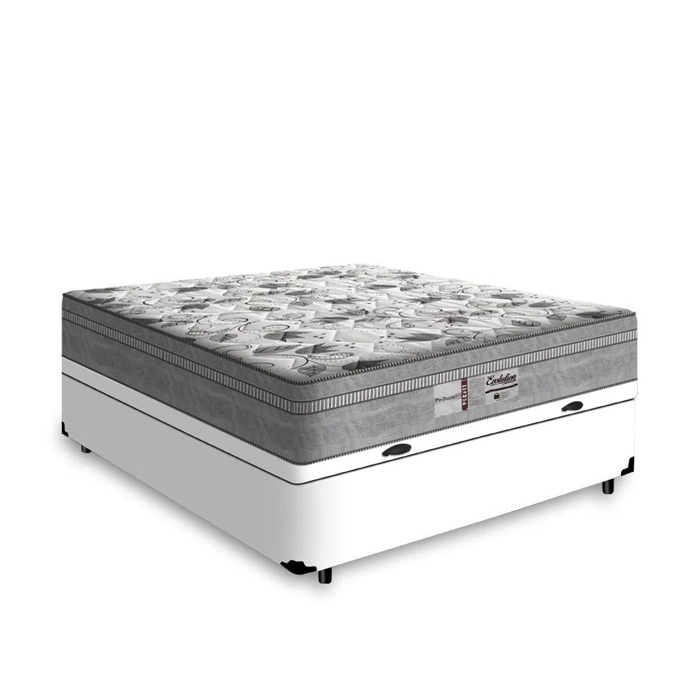 Cama Box Baú Casal  molas ensacadas Evolution Probel Prodormir 138x188x74 branco - 2