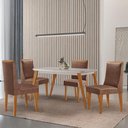 Ver imagem 1 de Mesa de Jantar Copper 120cm Tampo Mdf 4 Cadeiras Moderna Tork/off/naturale/serig. Off