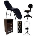 Ver imagem 1 de Kit Maca para Tatuador Armário Mocho e Luminária Ring Light Fiscomed Kit para Tatuador