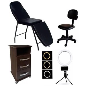 Kit Maca para Tatuador Armário Mocho e Luminária Ring Light Fiscomed Kit para Tatuador